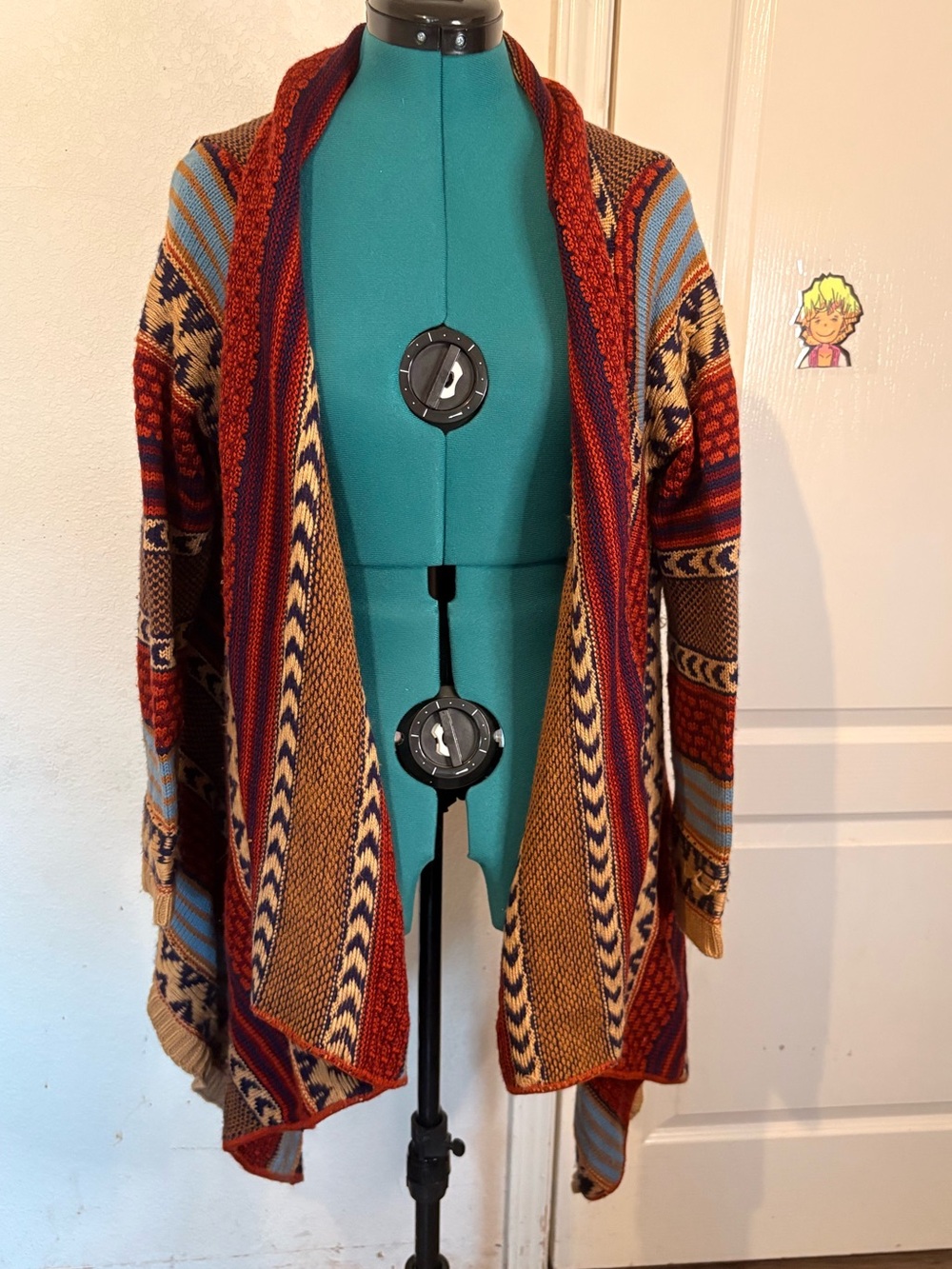 Cotton Emporium Aztec Print Open-Front Cardigan